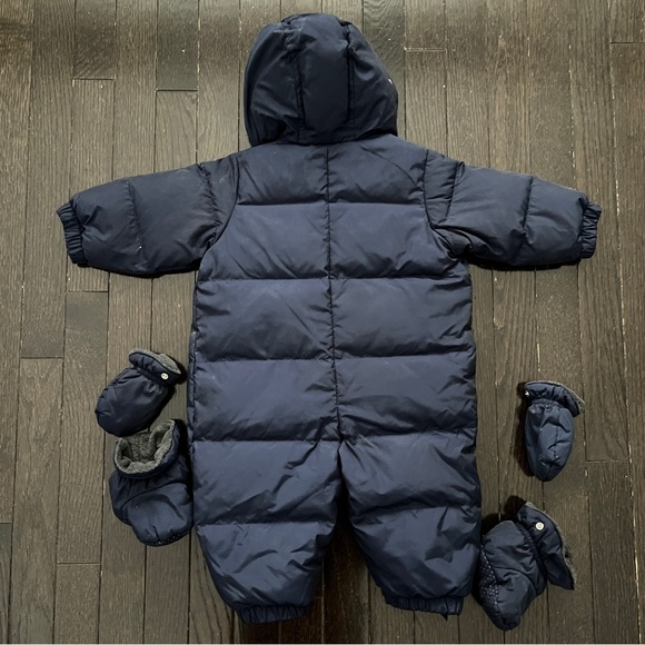Gap Baby Boy’s Navy One Piece Down Filled Puffer Snowsuit 6-12 Months - Picture 3 of 6